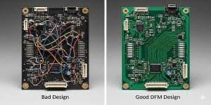 Comparison-between-bad-PCB-design-and-optimized-DFM-layout