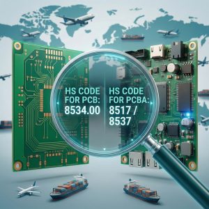 Comparison of HS codes for PCB and PCBA Code 8534.00 for bare boards vs 8517 or 8537 for assemblies