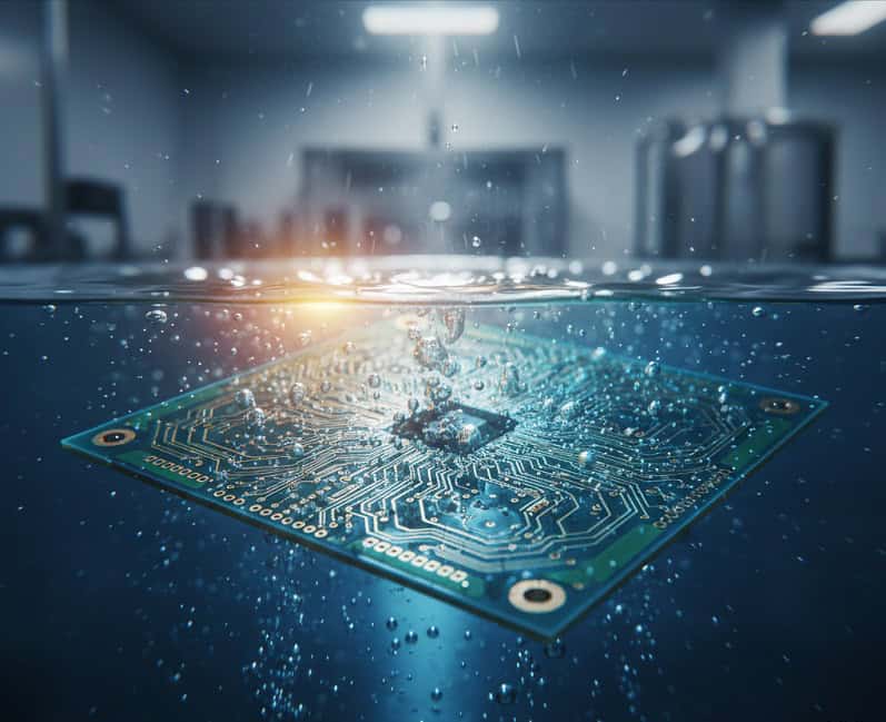 Comprehensive visual guide title A PCB Etching 101 showing a circuit board in chemical solution