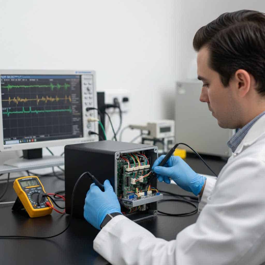 Electrical functional testing and quality assurance for a completed PCBA box build assembly