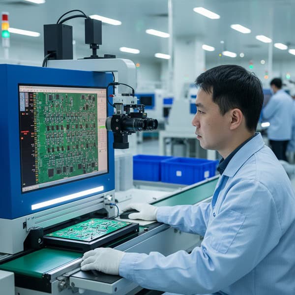 Engineer-performing-AOI-optical-inspection