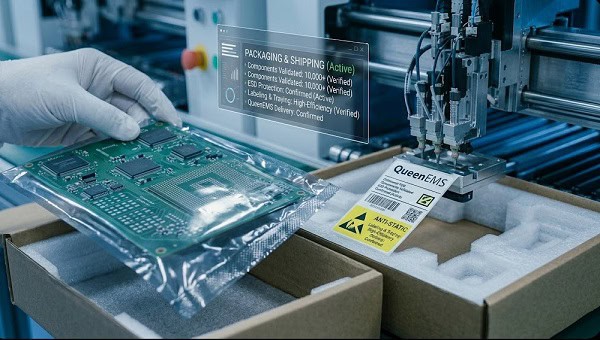 Finalized PCB assembly being packed into ESD bags, showing the end result of the process of what does NRE mea