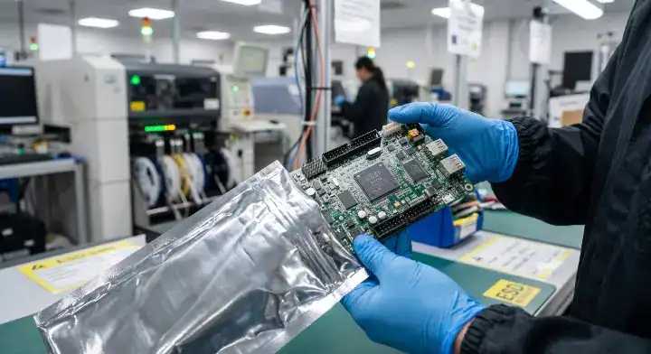 HS code for PCB and PCBA Fully assembled circuit board being packed into an anti static bag for international shipping cleanup