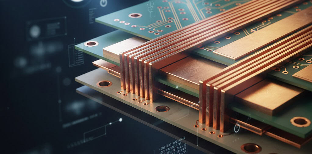 Heavy copper PCB manufacturing process with thick copper layers for high current power electronics applications