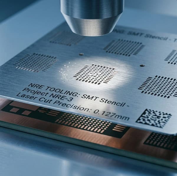 High precision laser cut SMT stencil detail, a key physical component of what does NRE mean costs