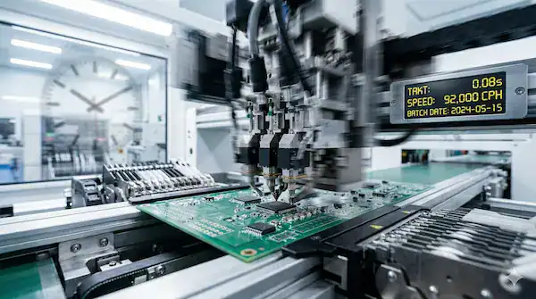 High speed SMT machine illustrating production lead times for turnkey vs consigned pcb assembly