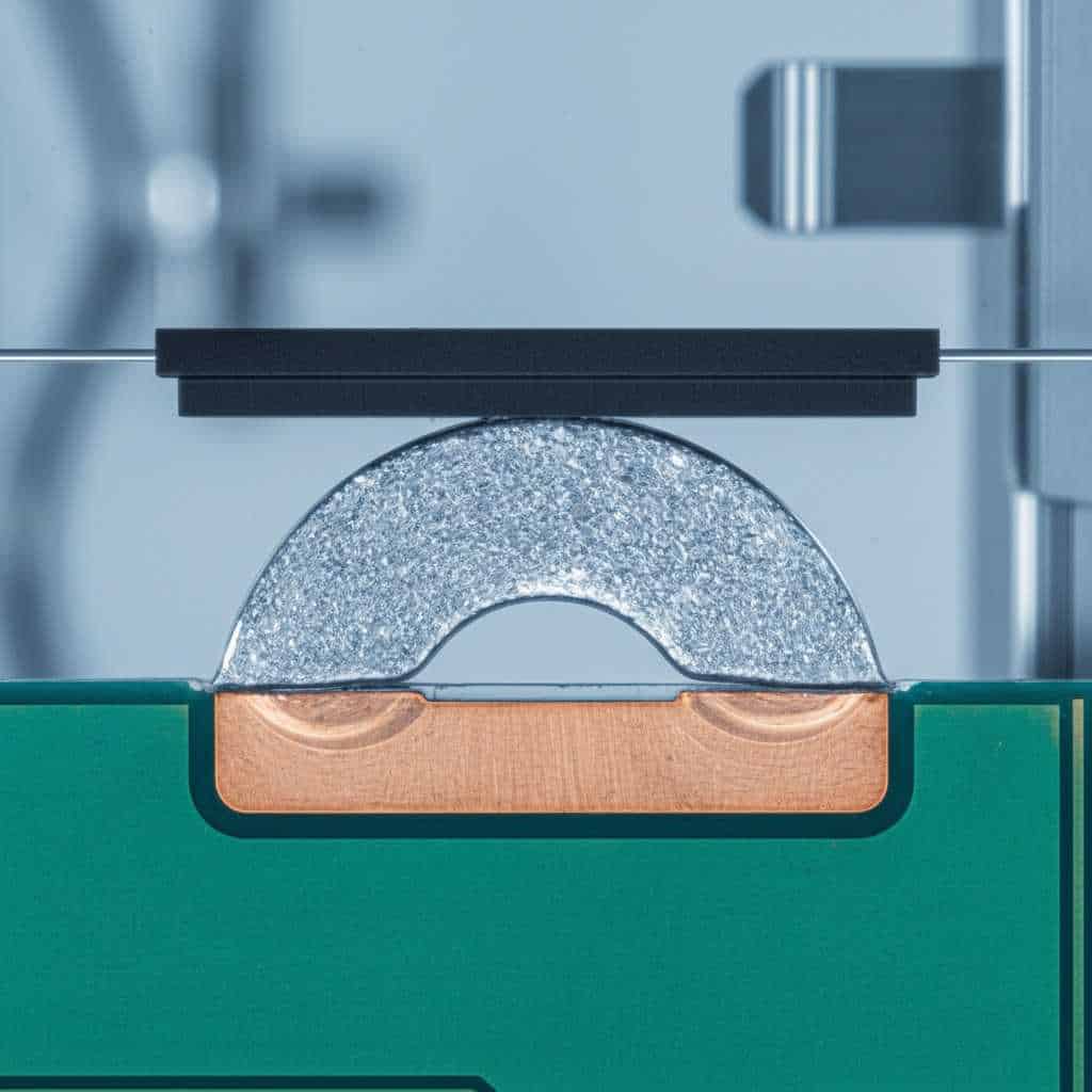 Microscopic cross-section of a BGA solder joint showing interface