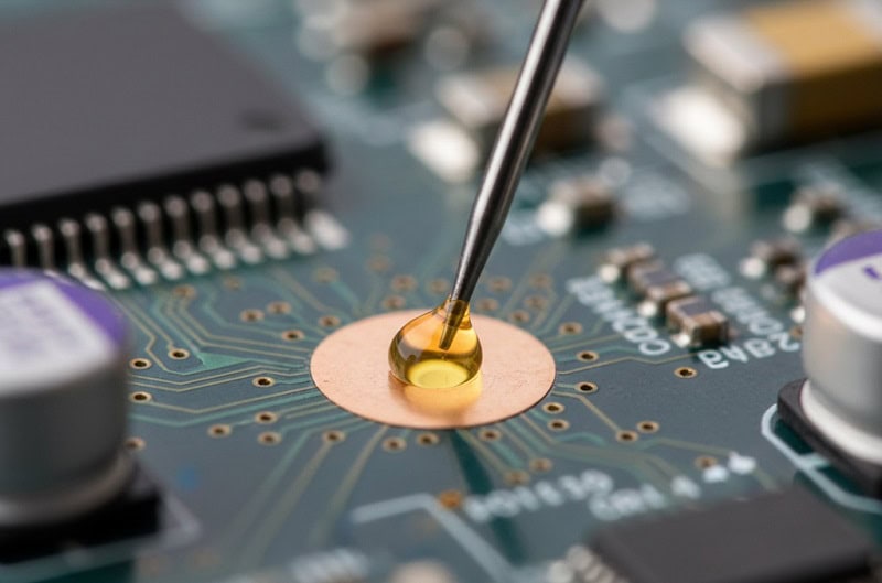 Precision-flux-dispensing-on-PCB-surface-mount-pads