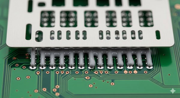 Precision solder paste printing on PCB pads using a stainless steel stencil