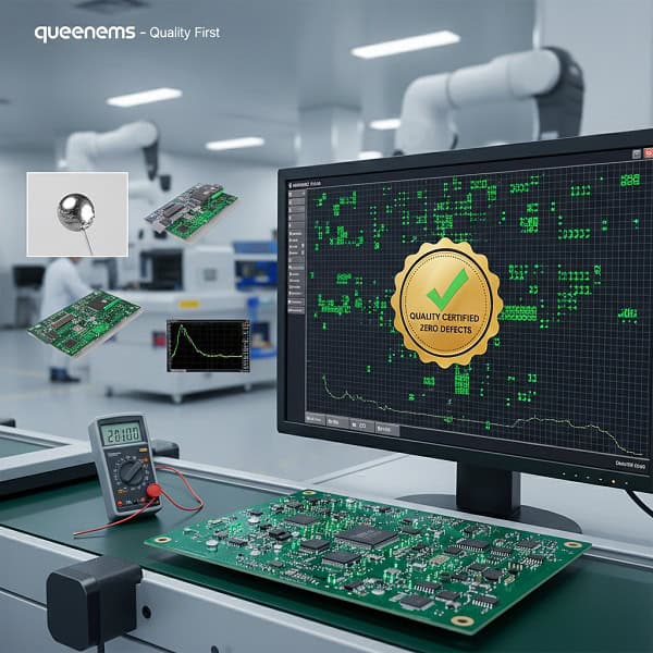 Professional AOI system screen showing quality certified zero defects for high reliability PCBA manufacturing