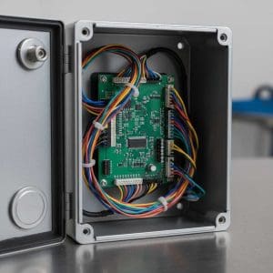 Professional-PCBA-box-build-integration-featuring-organized-internal-wiring-and-PCB-mounting