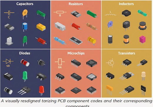 Visual-table-summarizing-PCB-component-codes-C-L-Q-with-their-corresponding-physical-parts