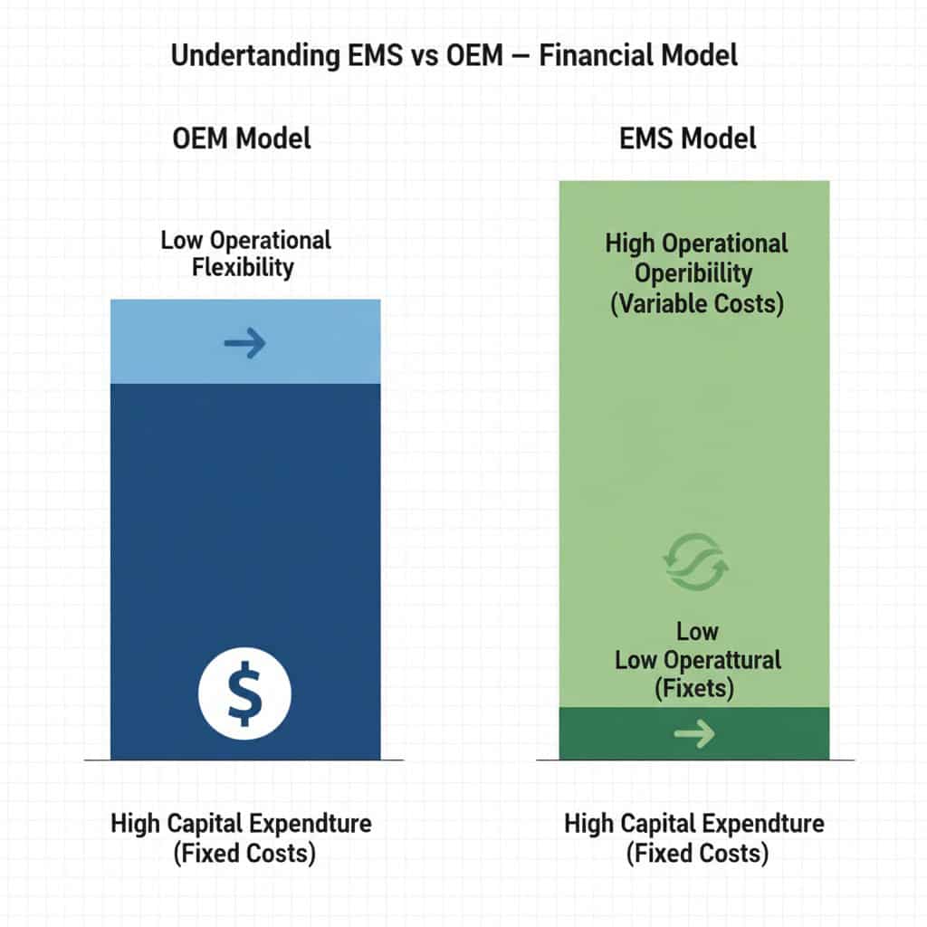 Financial model analysis showing capital expenditure flexibility in EMS manufacturing