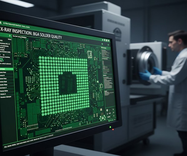 X-ray inspection of BGA solder joints for quality control in industrial robotics news today.