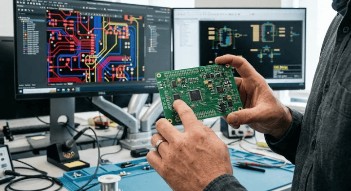 A complete guide on how to order PCB prototype, showing an engineer holding a newly manufactured circuit board