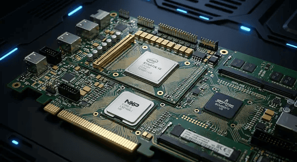 A complex 6 layer or 8 layer multilayer PCB used in high speed telecom equipment