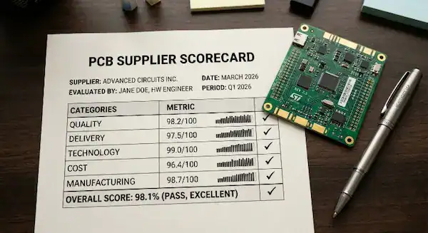 A printed 10 point evaluation checklist used for deciding how to choose PCB