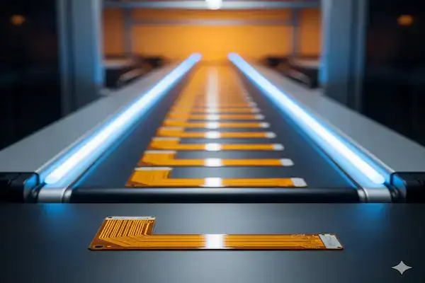 Automated-conveyer-belt-system-for-high-volume-FPC-manufacturing-showing-seamless-scalability-by-a-top-Flexible-PCB-Manufacturer