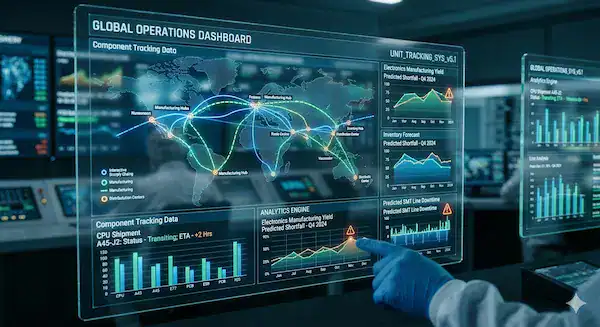Bar chart displaying the global market share and growth of top electronic contract manufacturing companies.