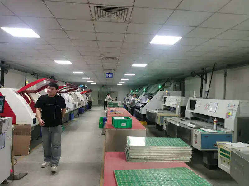 CNC routing and depaneling area for PCB prototype board separation and profiling