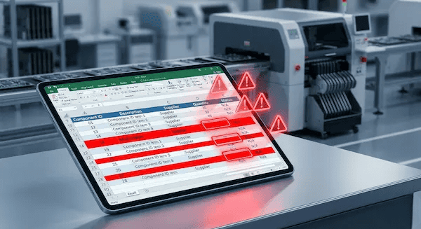 Common BOM for PCB assembly mistakes like missing MPNs that halt SMT production lines cleanup