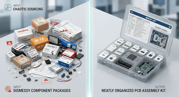 Comparative illustration of turnkey vs consigned models and their impact on total PCB assembly cost cleanup