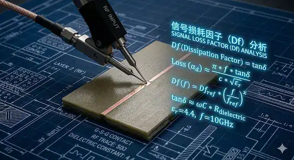 Engineers testing the dielectric constant and dissipation factor of FR4 material for PCB signal integrity