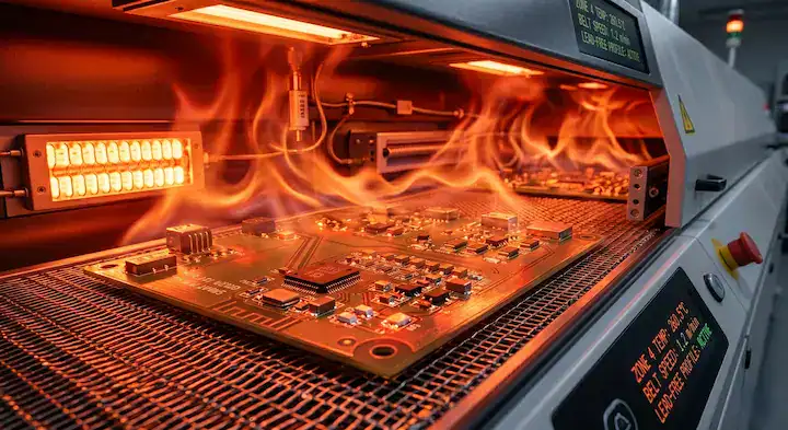 FR4 material surviving extreme thermal stress inside a high temperature lead free reflow soldering oven ezremove