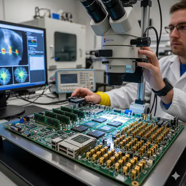 Microscopic PCBA inspection at Celestica, a global leader among ems companies Canada