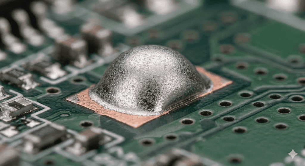 Microscopic inspection of wetting performance for lead vs lead free solder on high density PCB pad