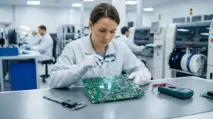 Professional inspection tools evaluating a green circuit board to ensure strict compliance with IPC standards for PCB