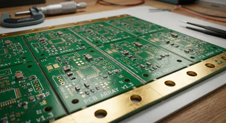Reduce PCB panel costs professional PCB array with V scoring and edge rails cleanup