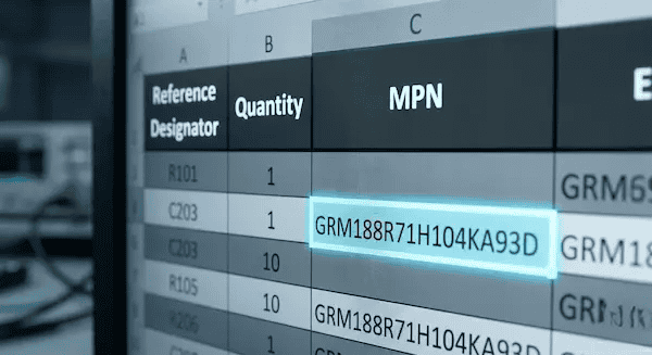 Required fields in a BOM for PCB assembly including accurate MPN and Reference Designator cleanup