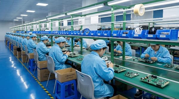 Through-hole-PCB-assembly-component-insertion