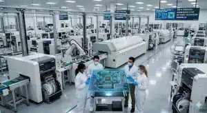 Top electronic contract manufacturing companies globally, showing a modern, automated PCBA facility