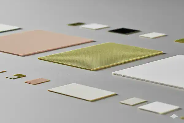 Various raw substrates including FR4 and Rogers materials for multilayer pcb fabrication.