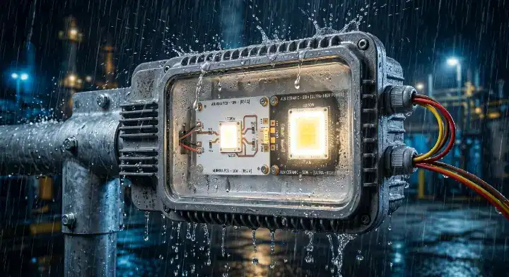 Ceramic PCB LED Industrial outdoor street light module with a hermetic ceramic substrate enduring heavy rain and moisture cleanup