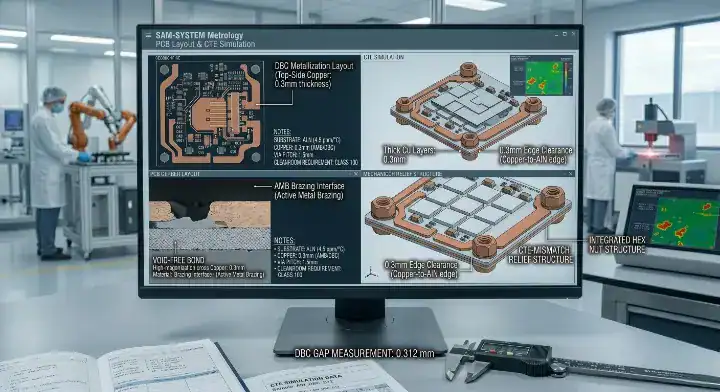 Ceramic PCB prototype A close up of a computer monitor displaying detailed Gerber files and specific design rules for ceramic manufacturing cleanup