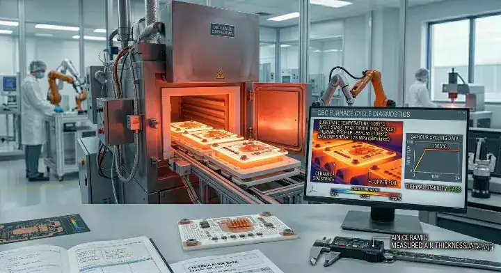 Ceramic PCB prototype High temperature Direct Bonded Copper (DBC) furnace firing ceramic panels, explaining the 7 to 15 day lead time cleanup