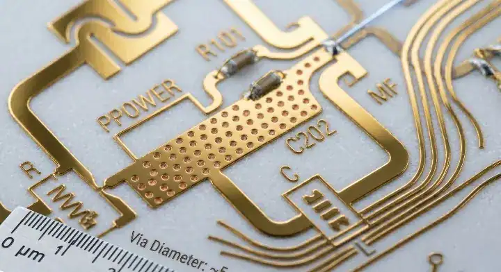 Ceramic substrate microwave Laser drilled ground vias array for waveguide mode suppression cleanup