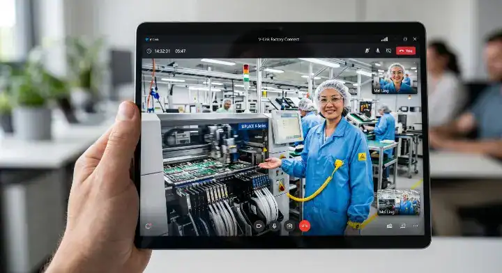 Conducting a live video factory walkthrough to verify PCB assembly quality and ESD compliance cleanup