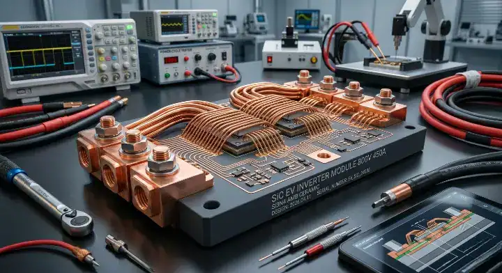 High reliability SiC inverter module built with the AMB ceramic PCB manufacturing process for electric vehicle motors cleanup