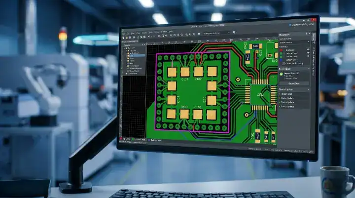 How to prevent tombstoning SMT through proper pad design, showing thermal relief spokes and safe via distances cleanup