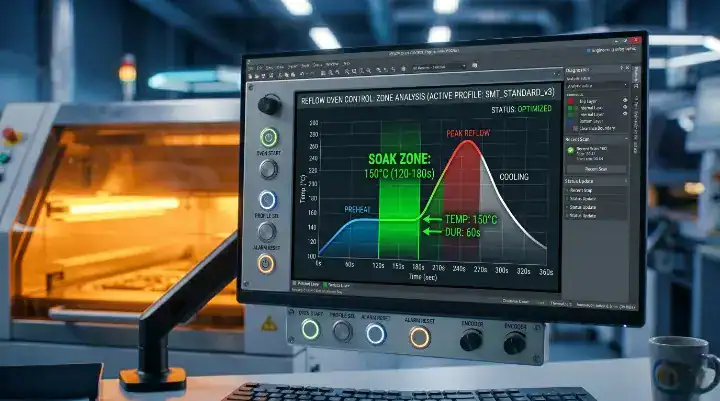 Optimizing the reflow profile with a 60 90 second soak zone to prevent tombstoning SMT defects cleanup
