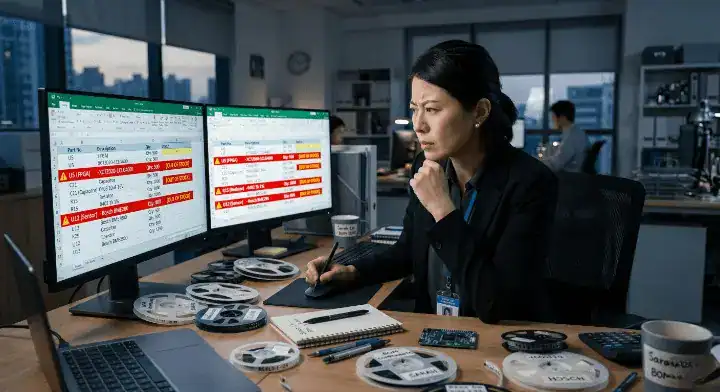 Procurement manager reviewing BOM shortages that cause PCB assembly lead time delays