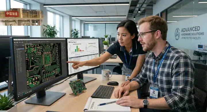 US based CAM engineers reviewing PCB Gerber files for hidden costs and DFM design flaws