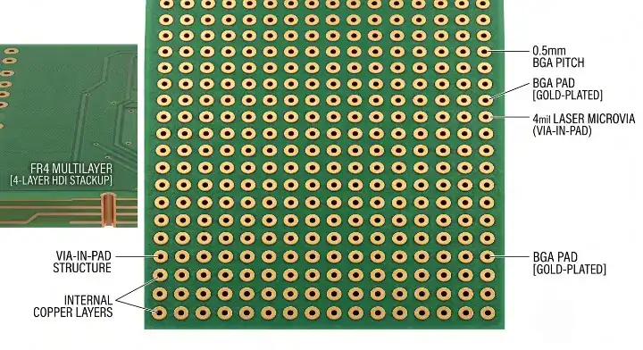 fine pitch bga fanout hdi pcb 0.5mm pad microvia cleanup