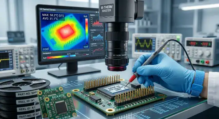 End of Life Components Engineer conducting thermal tests on a replacement microchip
