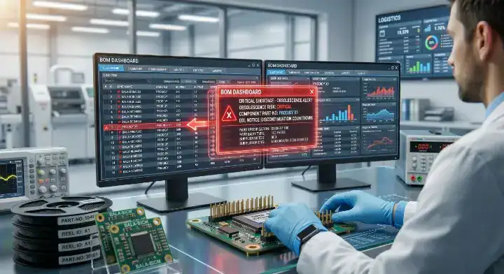 End of Life Components Software dashboard alerting a manager about an obsolete chip