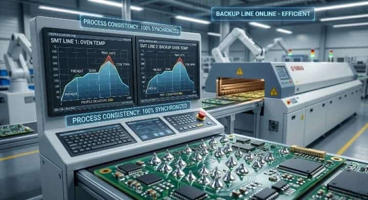 displaying perfectly matched reflow temperature profiles, with freshly baked PCBA boards